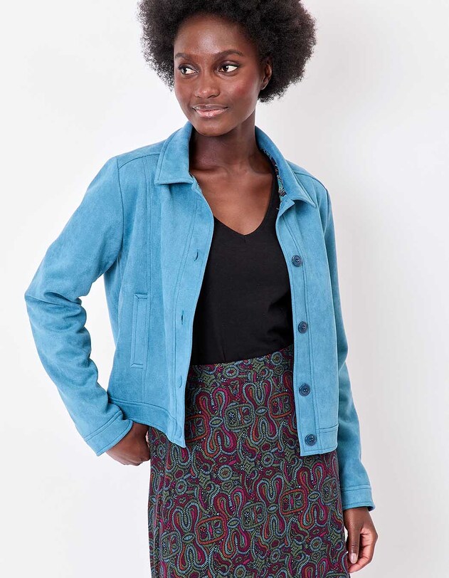 Veste courte su&eacute;dine doubl&eacute;e imprim&eacute; La Fianc&eacute;e