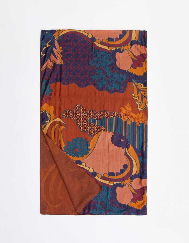Foulard en soie doubl&eacute; imprim&eacute; La Fianc&eacute;e