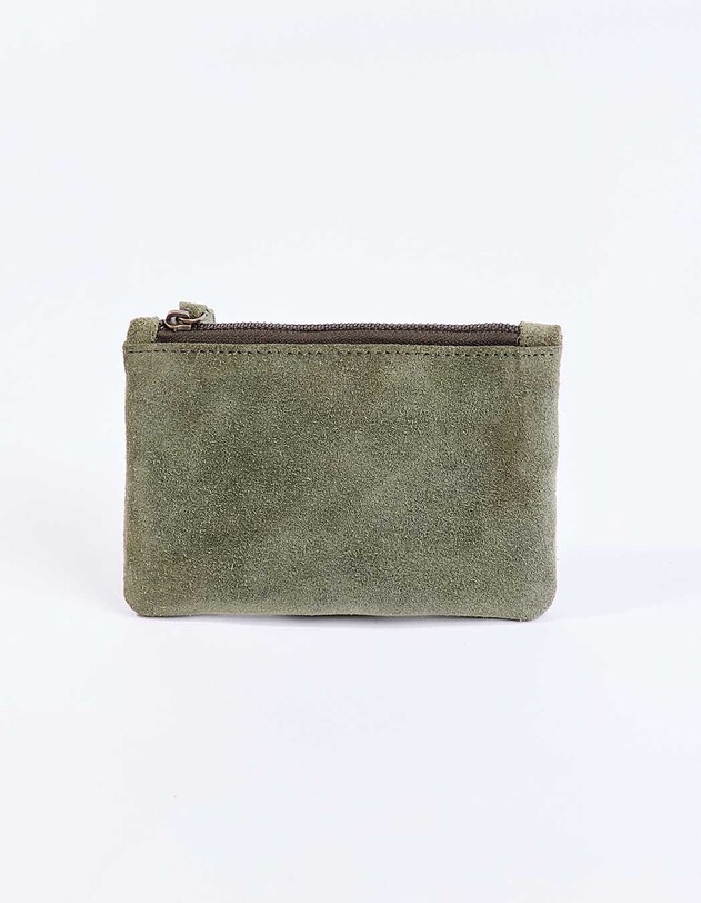 Petite pochette zipp&eacute;e en Suede de cuir YADAV