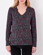 T-shirt fluide col V maille imprimé La Fiancée
