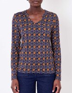 T-shirt fluide col V maille imprimé La Fiancée