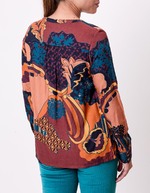 Blouse fluide évasée col V imprimé La Fiancée
