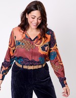 Blouse fluide évasée col V imprimé La Fiancée