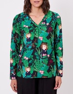 Blouse fluide évasée col V imprimé La Fiancée
