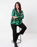 Blouse fluide évasée col V imprimé La Fiancée