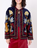 Veste kimono velours brodée imprimé La Fiancée