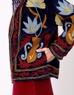 Veste kimono velours brodée imprimé La Fiancée