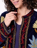 Veste kimono velours brodée imprimé La Fiancée
