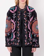 Veste kimono velours brodée imprimé La Fiancée