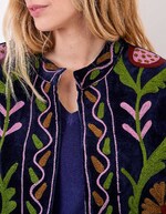 Veste kimono velours brodée imprimé La Fiancée
