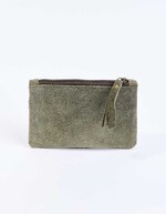 Petite pochette zippée en Suede de cuir imprimé La Fiancée