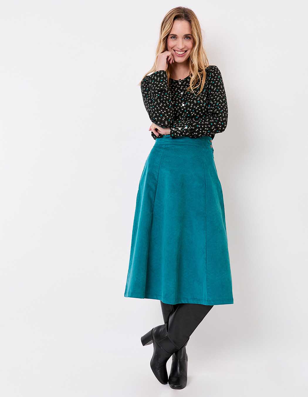 Jupe midi évasée velours bio imprimé Princesse Nomade