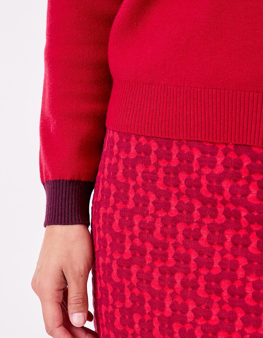 Pull maille épaisse col V imprimé Princesse Nomade