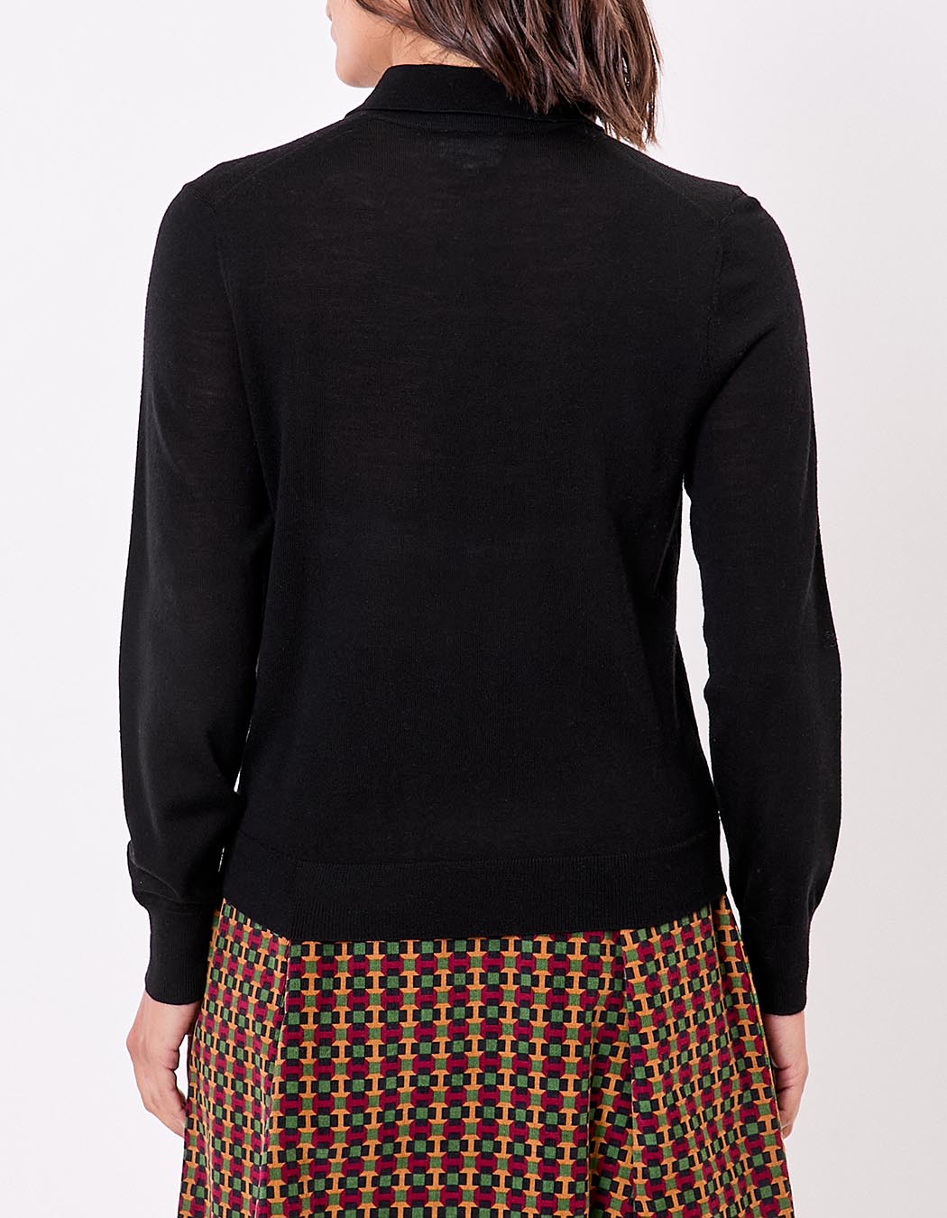Pull en laine mérinos col polo imprimé Princesse Nomade