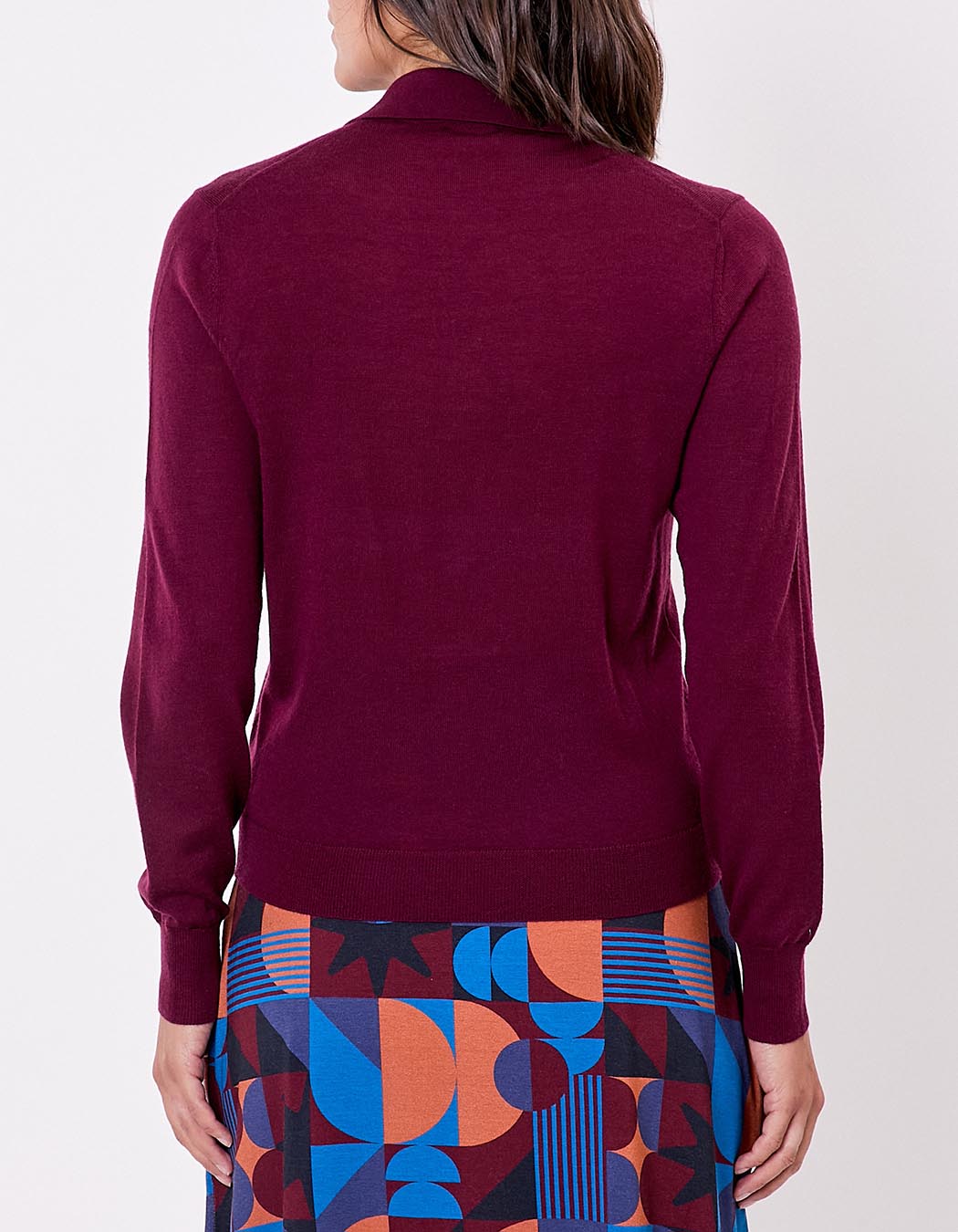 Pull en laine m&eacute;rinos col polo imprim&eacute; Princesse Nomade