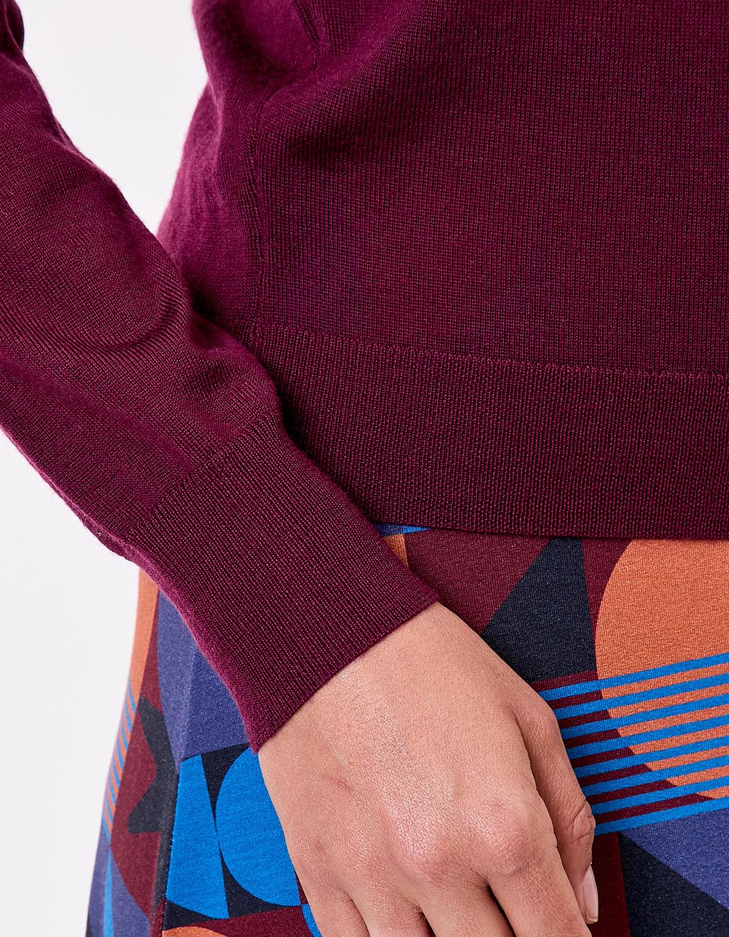 Pull en laine m&eacute;rinos col polo imprim&eacute; Princesse Nomade