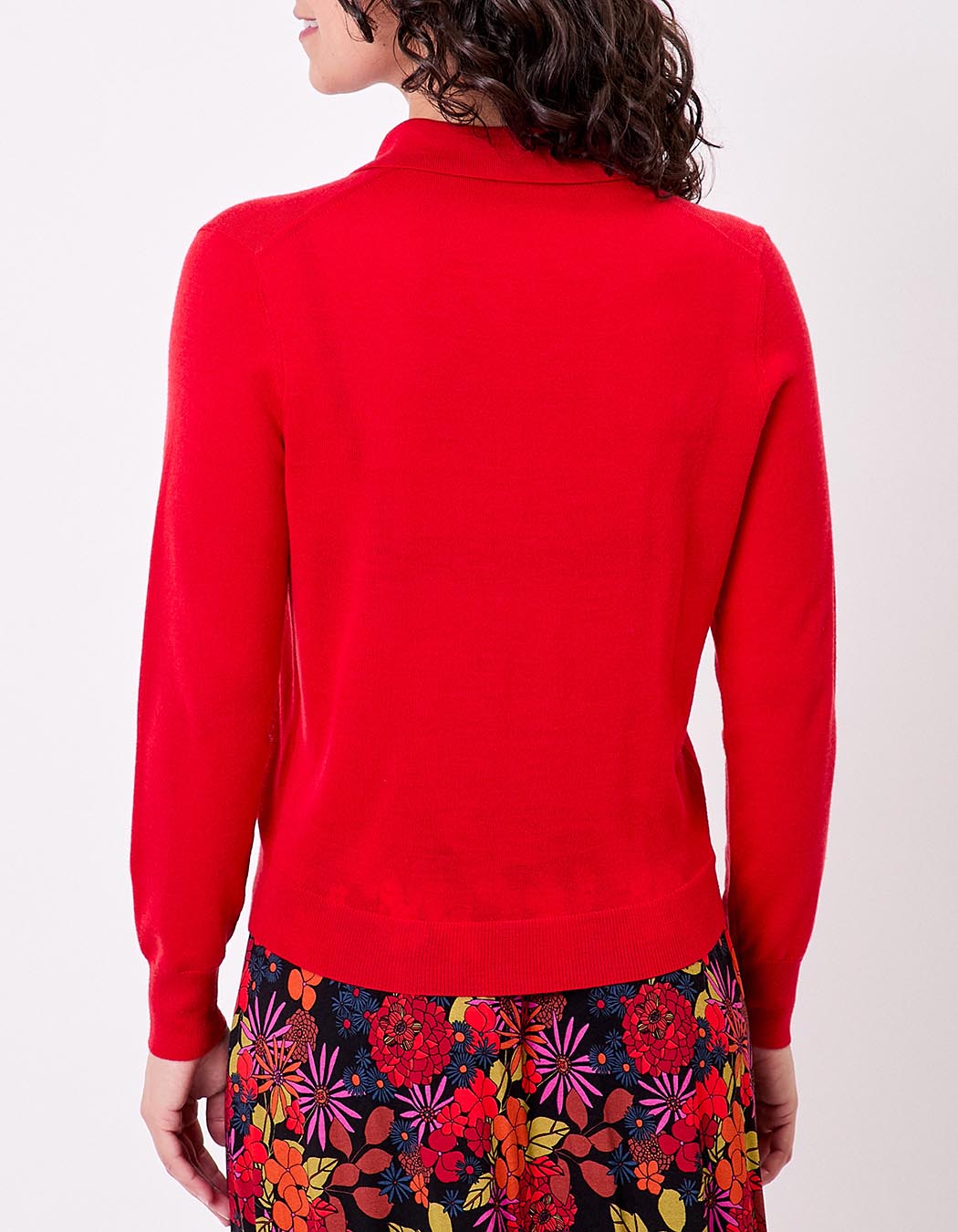 Pull en laine mérinos col polo imprimé Princesse Nomade