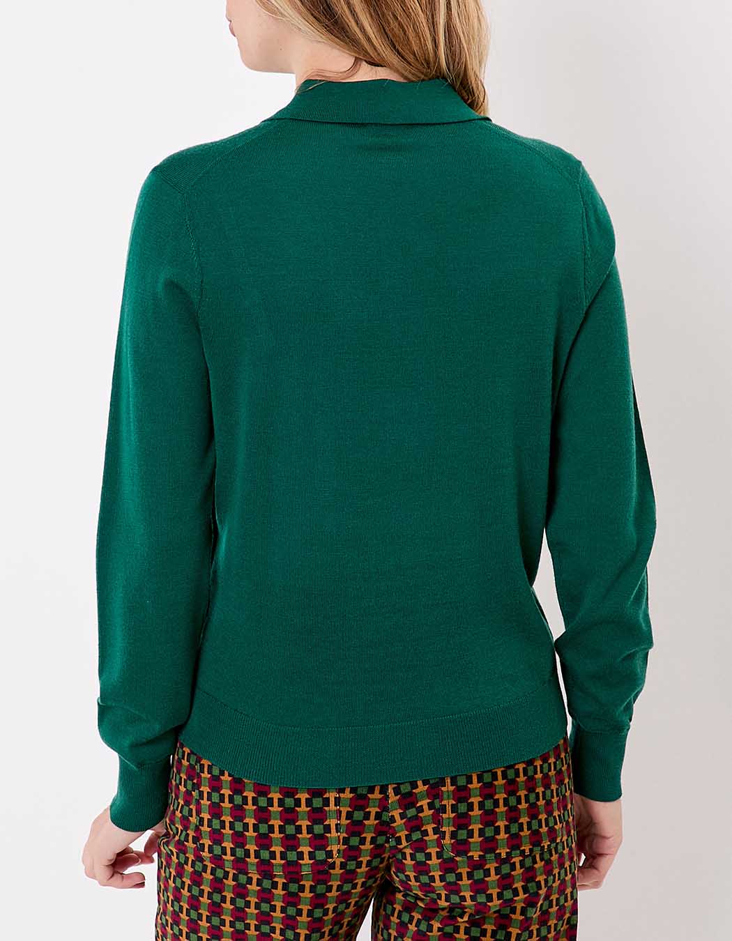 Pull en laine m&eacute;rinos col polo imprim&eacute; Princesse Nomade