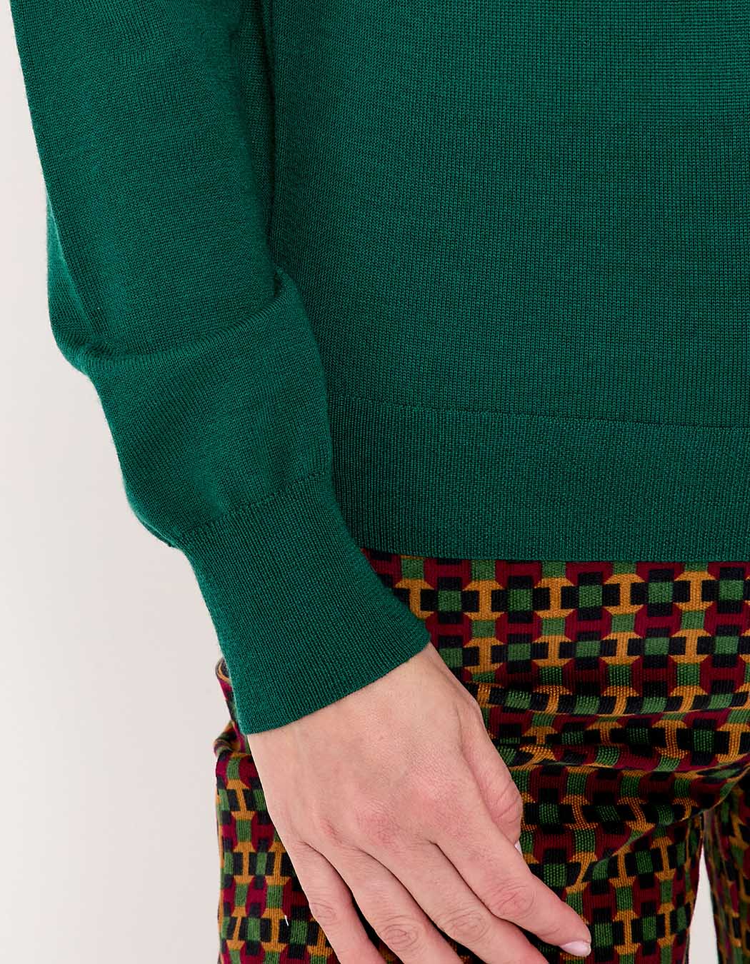Pull en laine m&eacute;rinos col polo imprim&eacute; Princesse Nomade