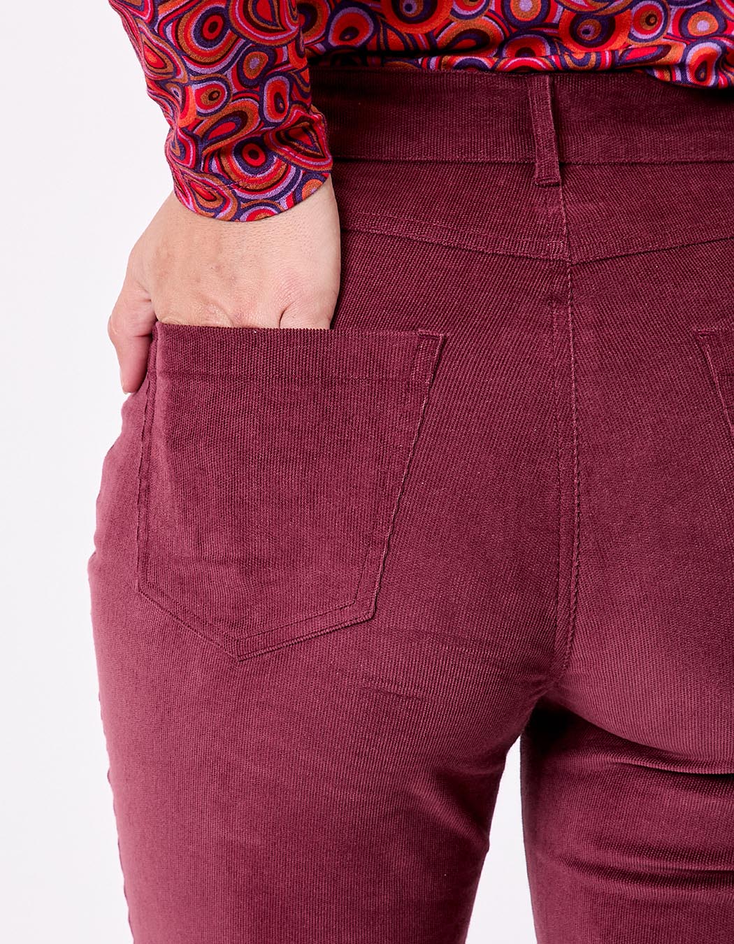 Pantalon flare velours côtelé bio imprimé Princesse Nomade