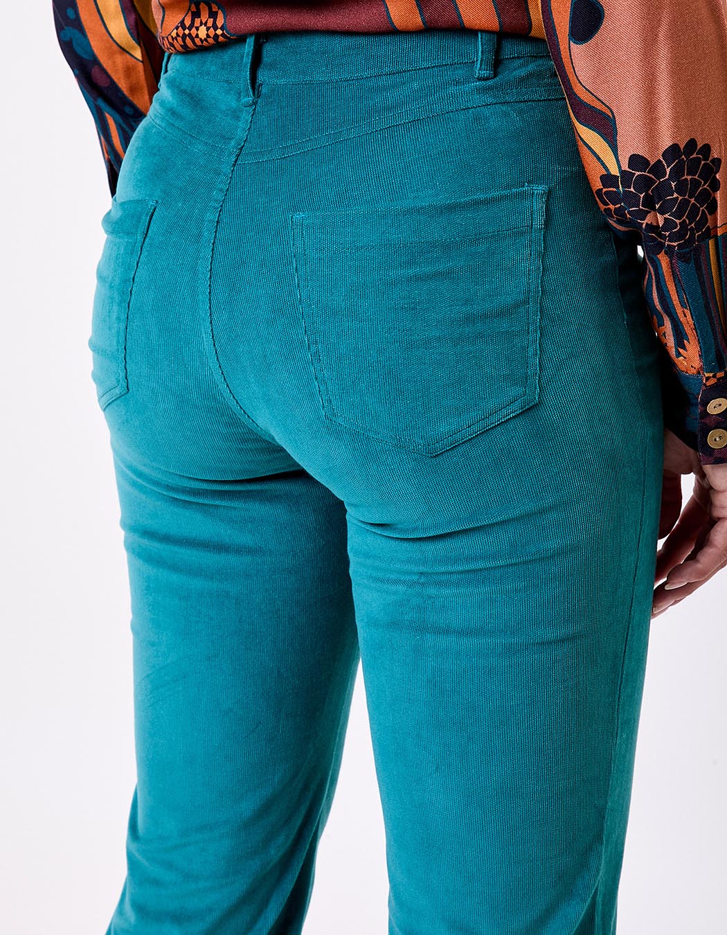 Pantalon flare velours côtelé bio imprimé Princesse Nomade