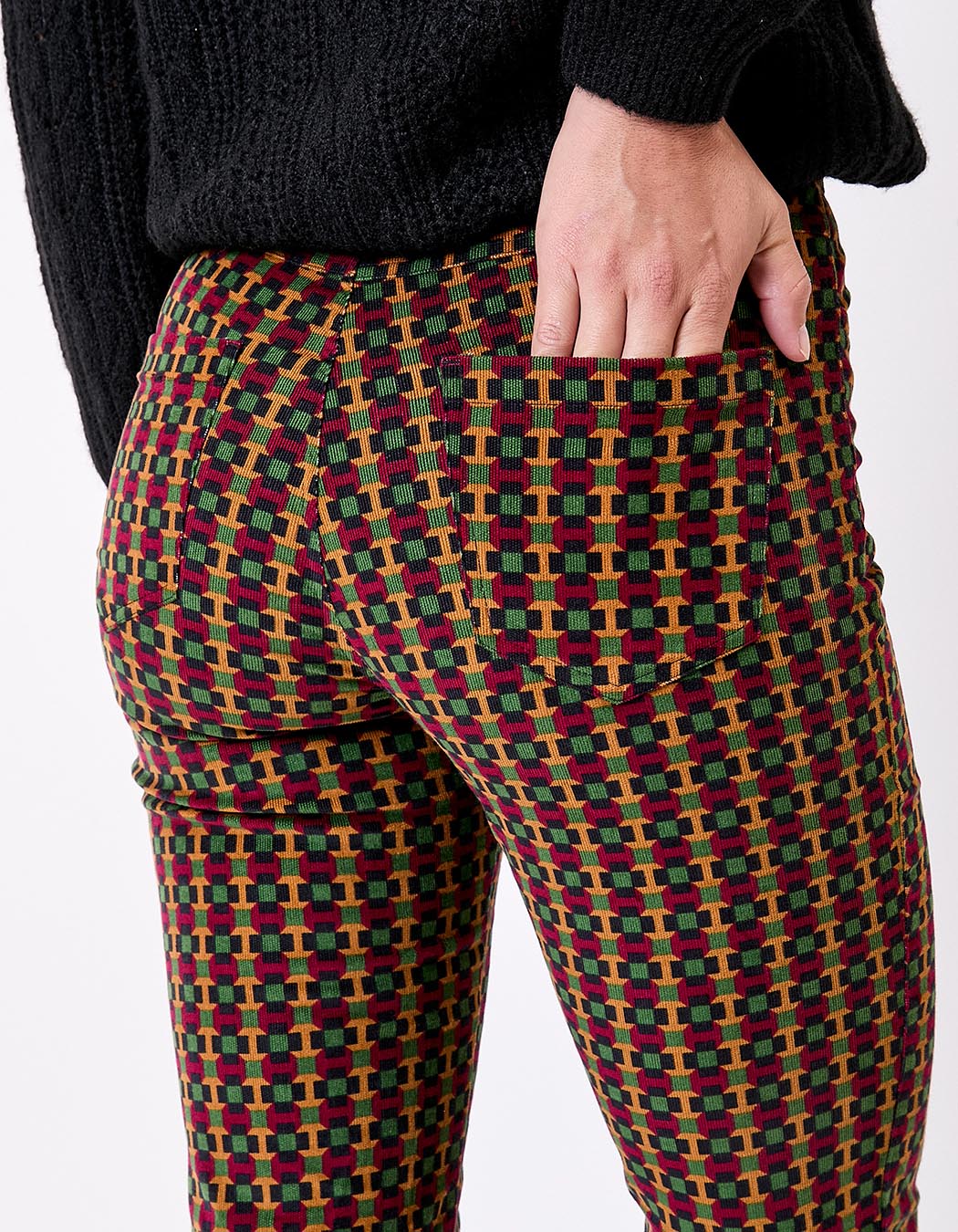Pantalon flare velours côtelé imprimé Princesse Nomade