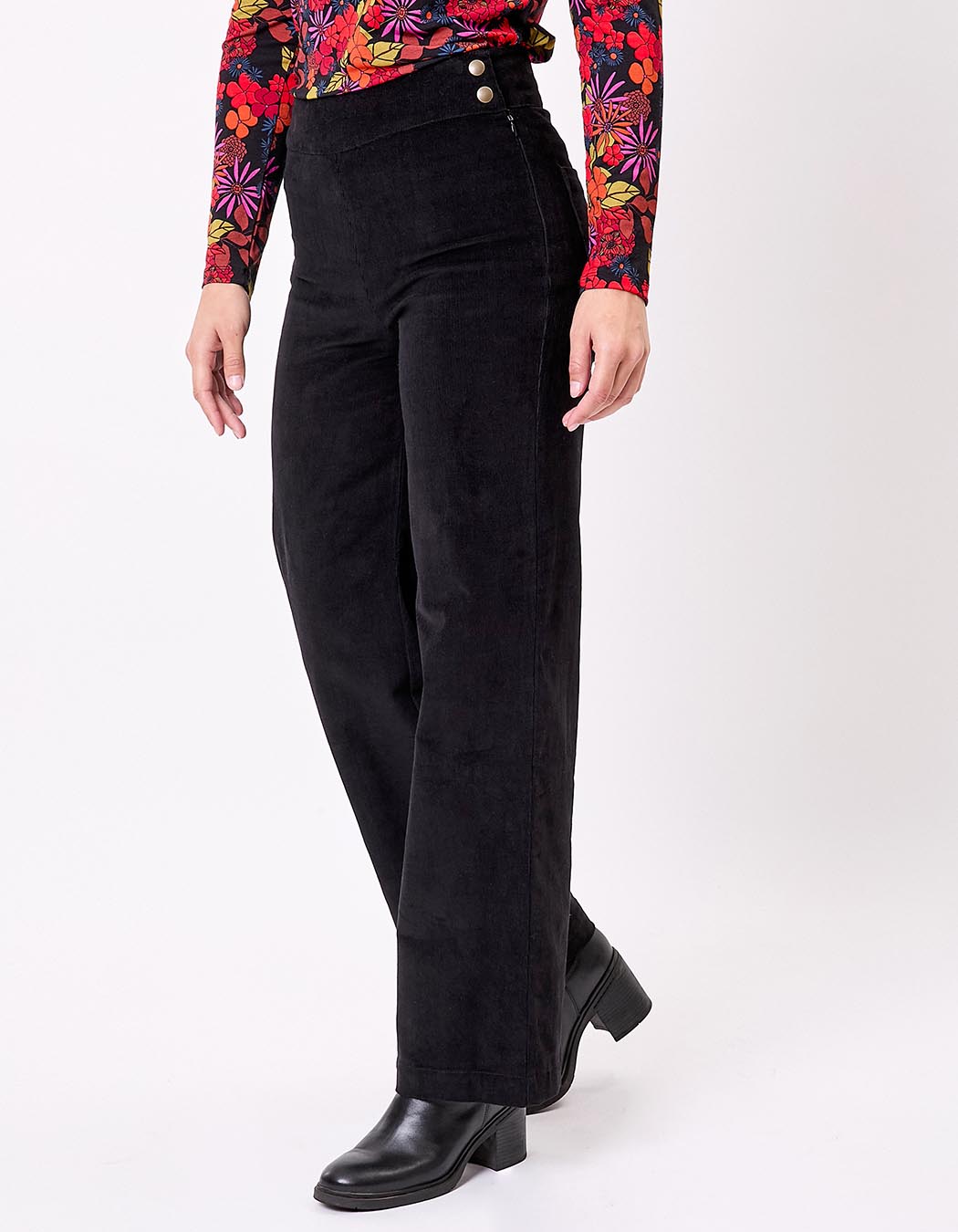 Pantalon droit large velours côtelé bio imprimé Princesse Nomade