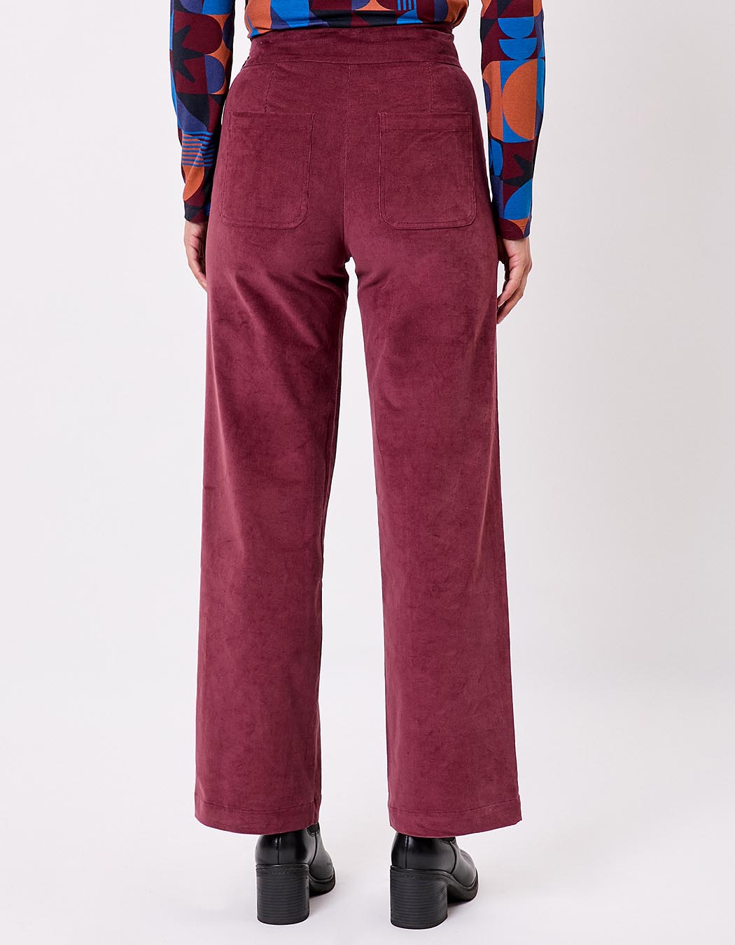 Pantalon droit large velours côtelé bio imprimé Princesse Nomade