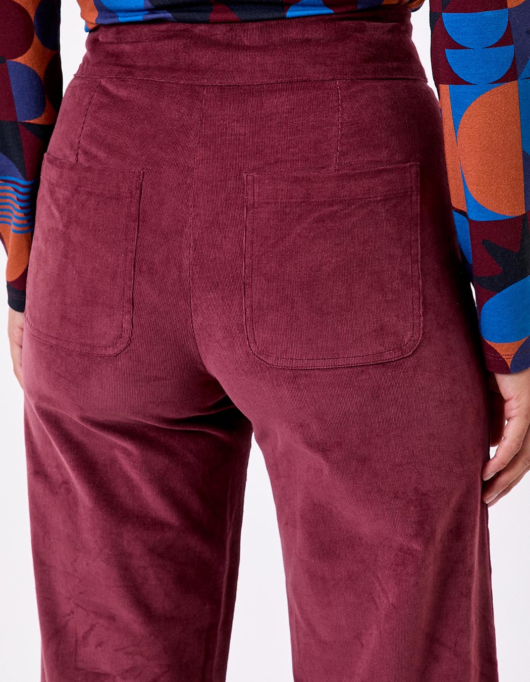 Pantalon droit large velours côtelé bio imprimé Princesse Nomade