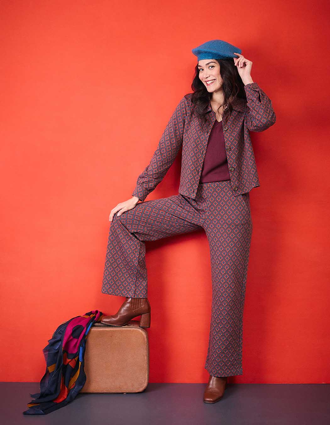 Pantalon ample maille jaquard bio imprimé Princesse Nomade