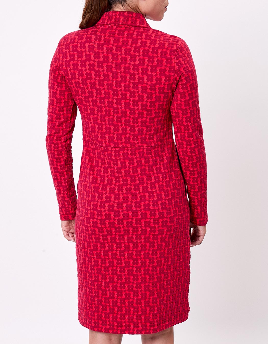Robe maille jaquard bio col zippé imprimé Princesse Nomade