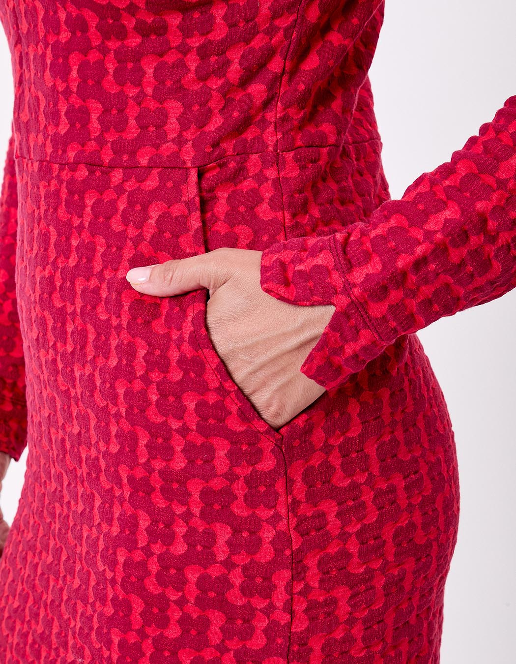 Robe maille jaquard bio col zippé imprimé Princesse Nomade