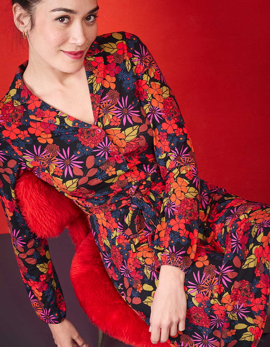 Robe maille fluide ceinturée imprimé Princesse Nomade