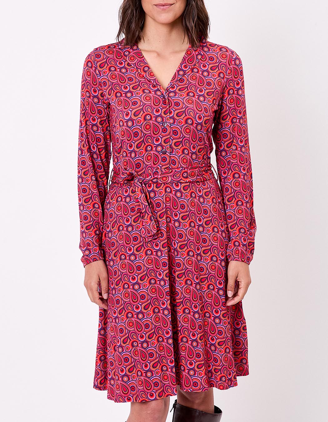 Robe maille fluide ceinturée imprimé Princesse Nomade