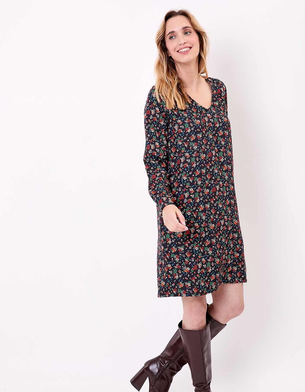 Robe fluide ample doublée imprimé Princesse Nomade