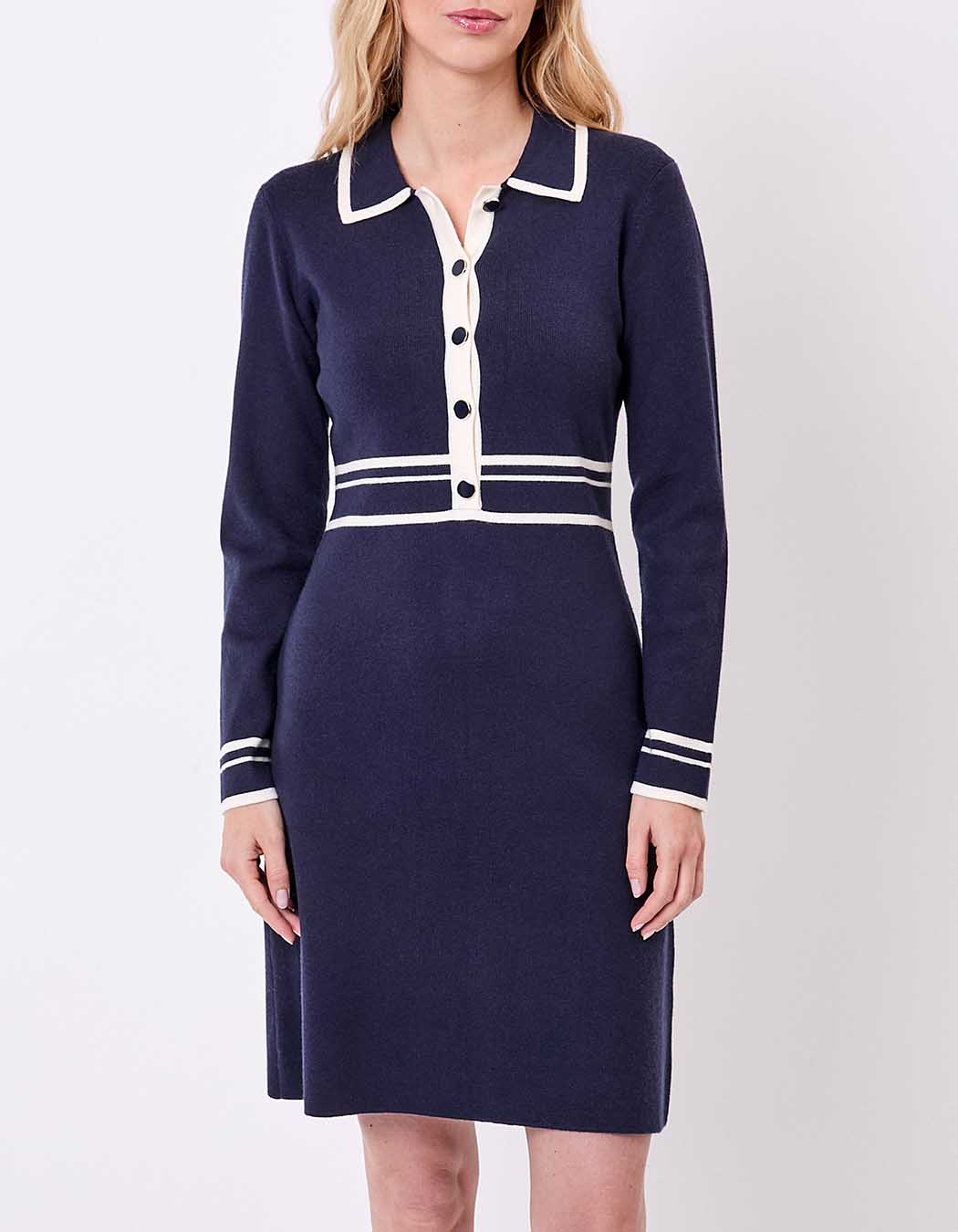 Robe maille compacte col chemisier imprimé Princesse Nomade
