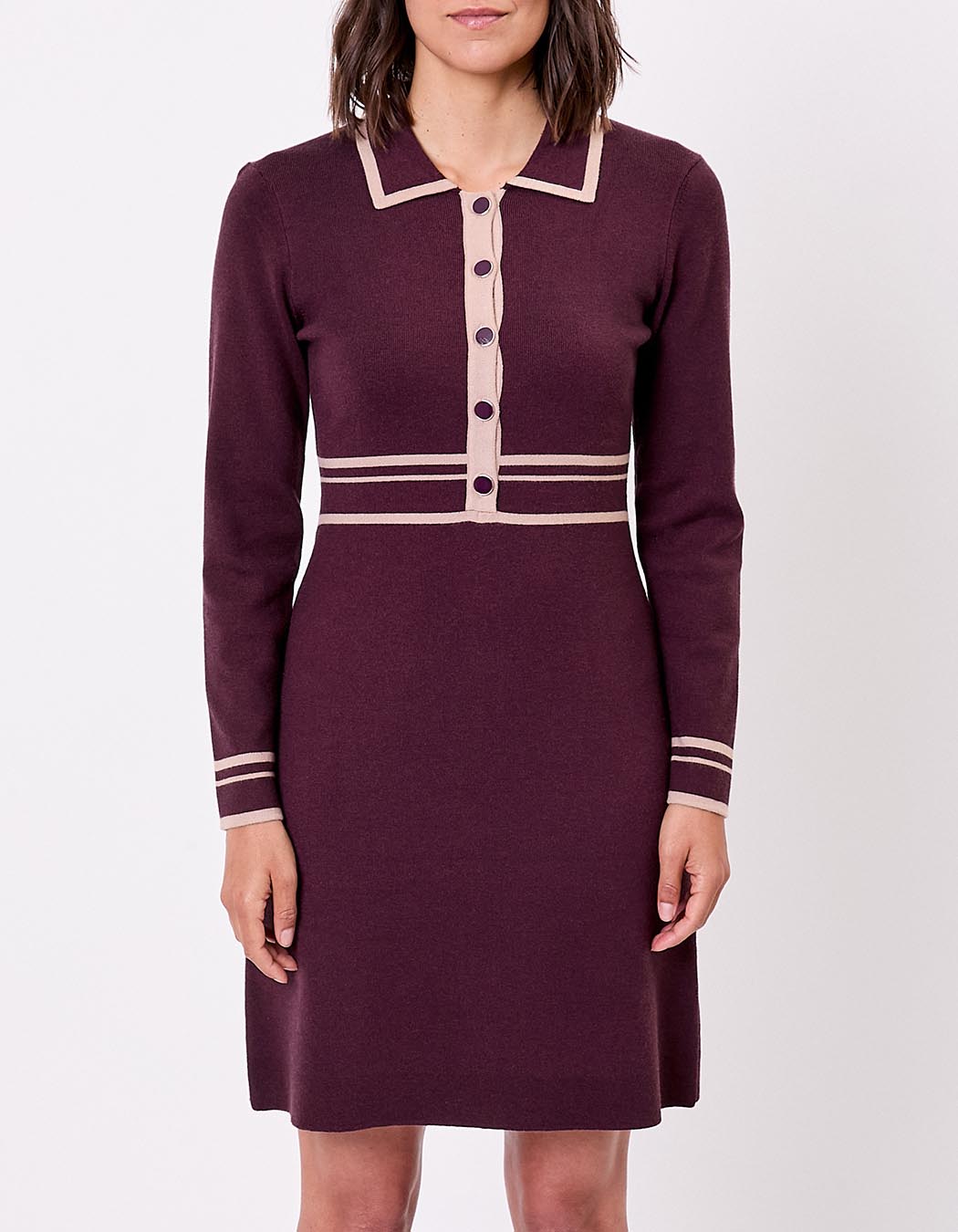 Robe maille compacte col chemisier imprimé Princesse Nomade