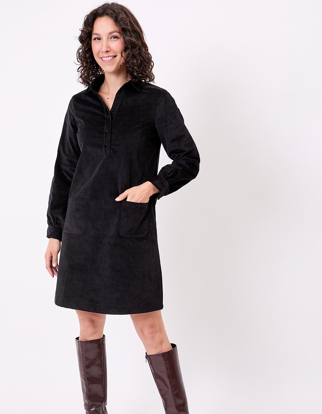 Robe droite velours côtelé bio imprimé Princesse Nomade