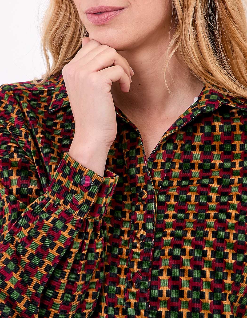 Robe droite velours côtelé imprimé Princesse Nomade