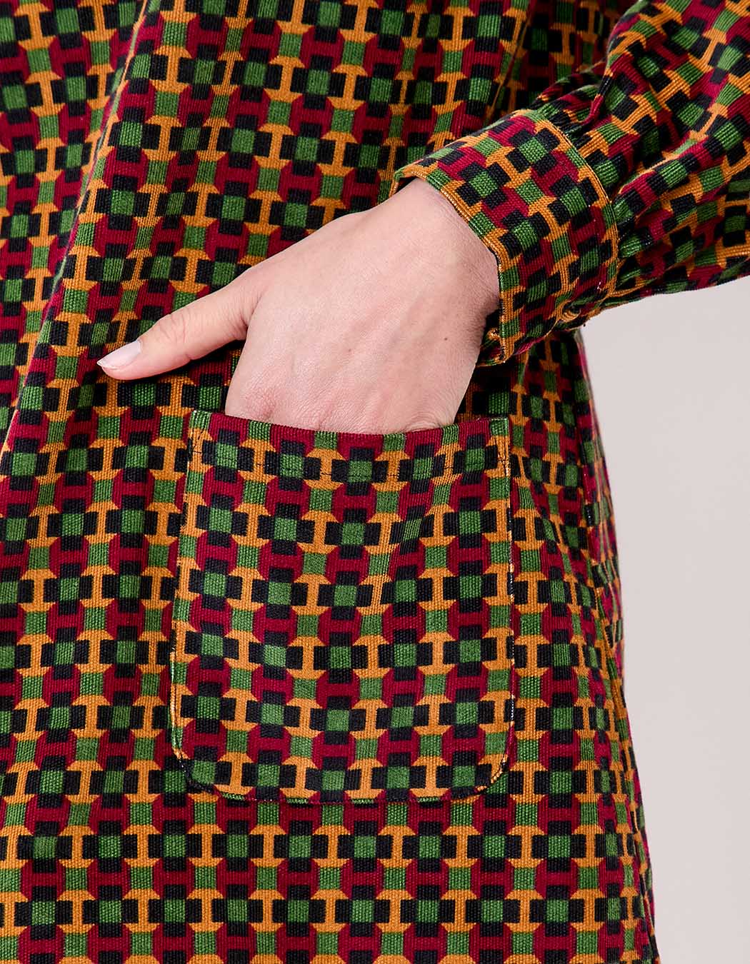 Robe droite velours côtelé imprimé Princesse Nomade