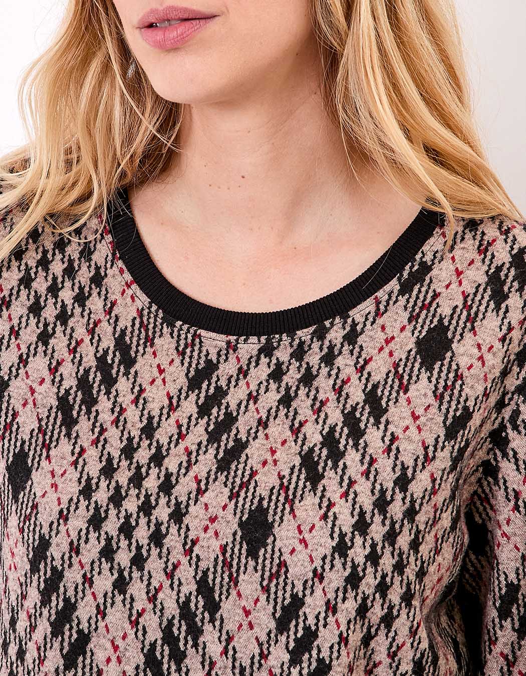 Sweat col rond maille jacquard imprimé Princesse Nomade