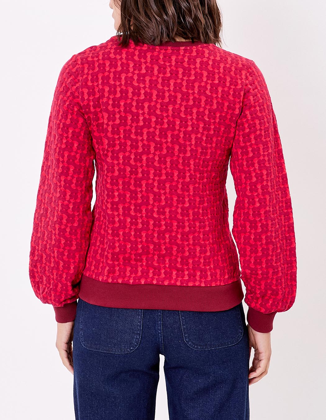 Sweat col rond maille jacquard bio imprimé Princesse Nomade
