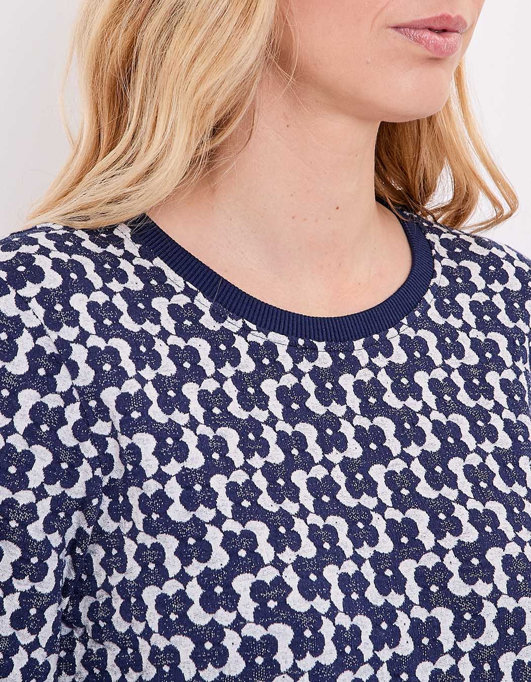Sweat col rond maille jacquard bio imprimé Princesse Nomade
