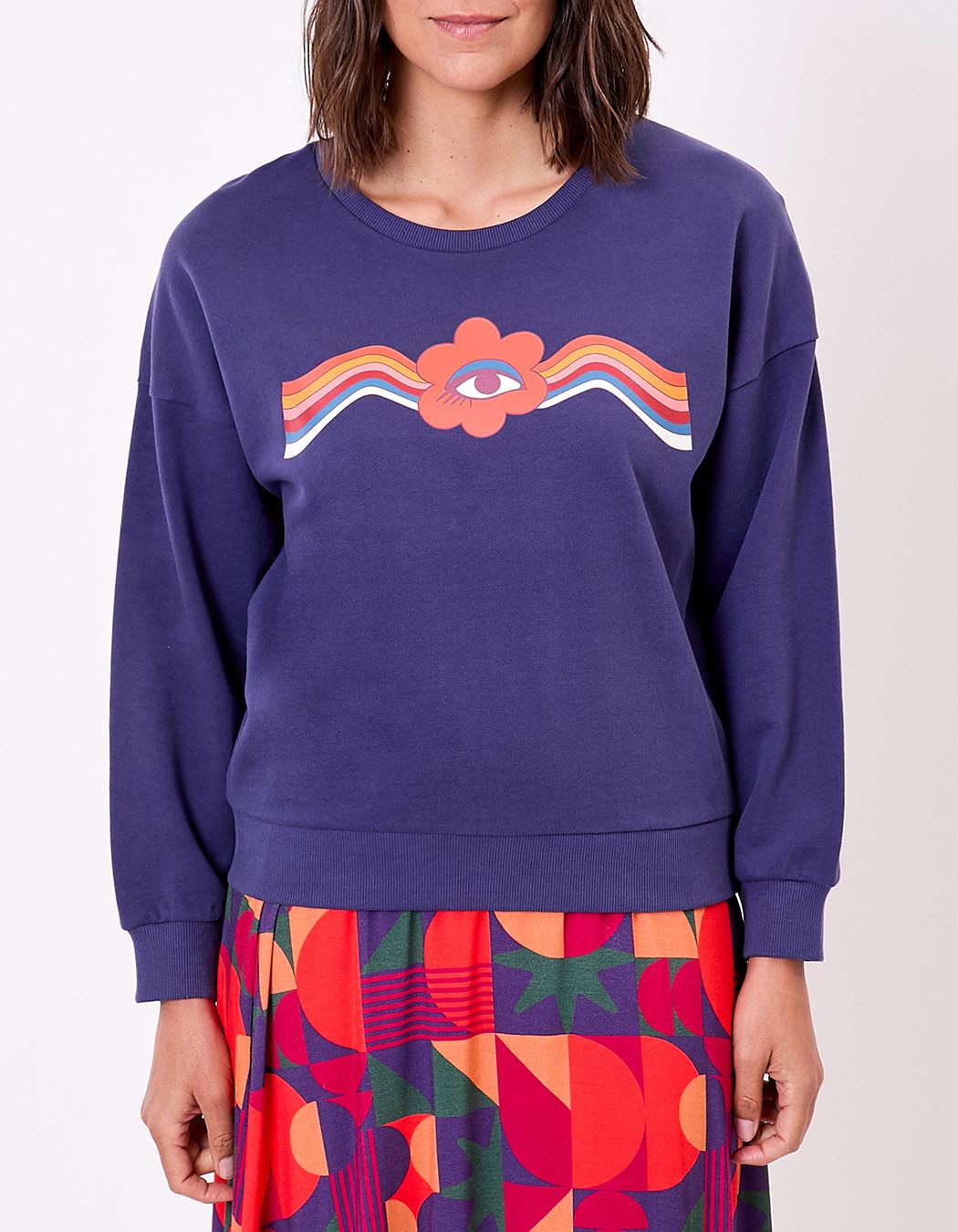 Sweat coton bio col rond imprimé Princesse Nomade