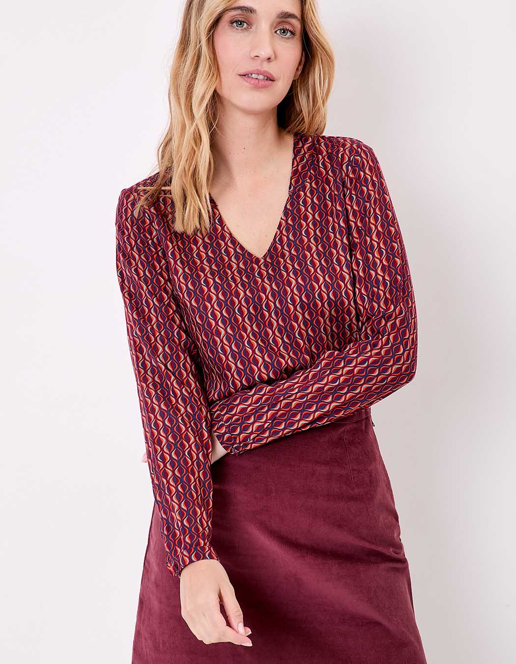 Blouse fluide col V imprimé Princesse Nomade
