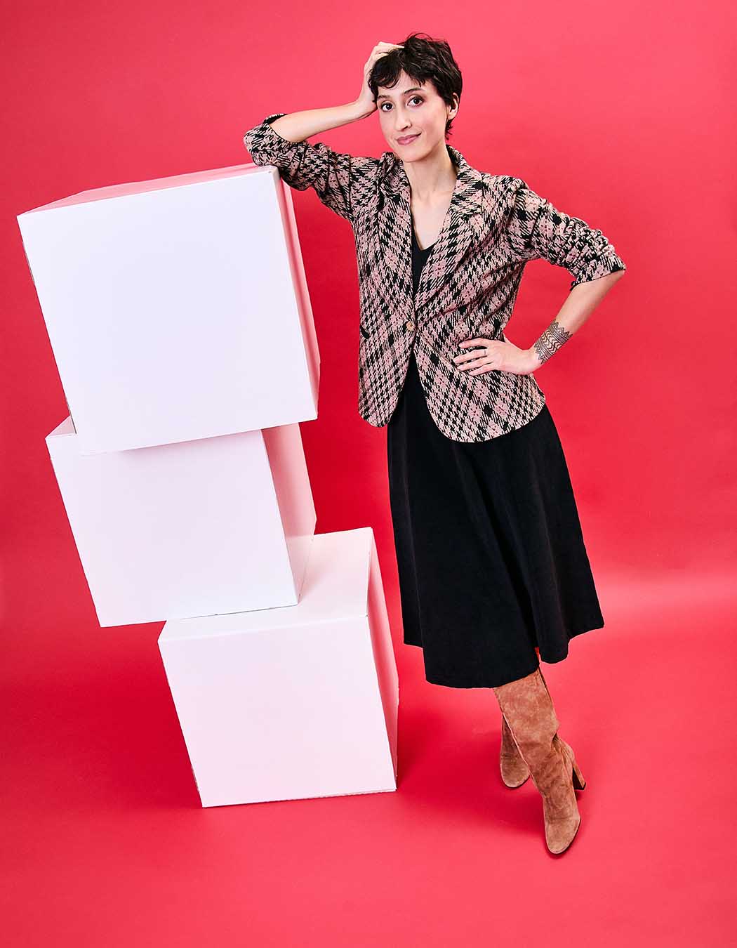 Blazer souple en maille jacquard recyclée imprimé Princesse Nomade