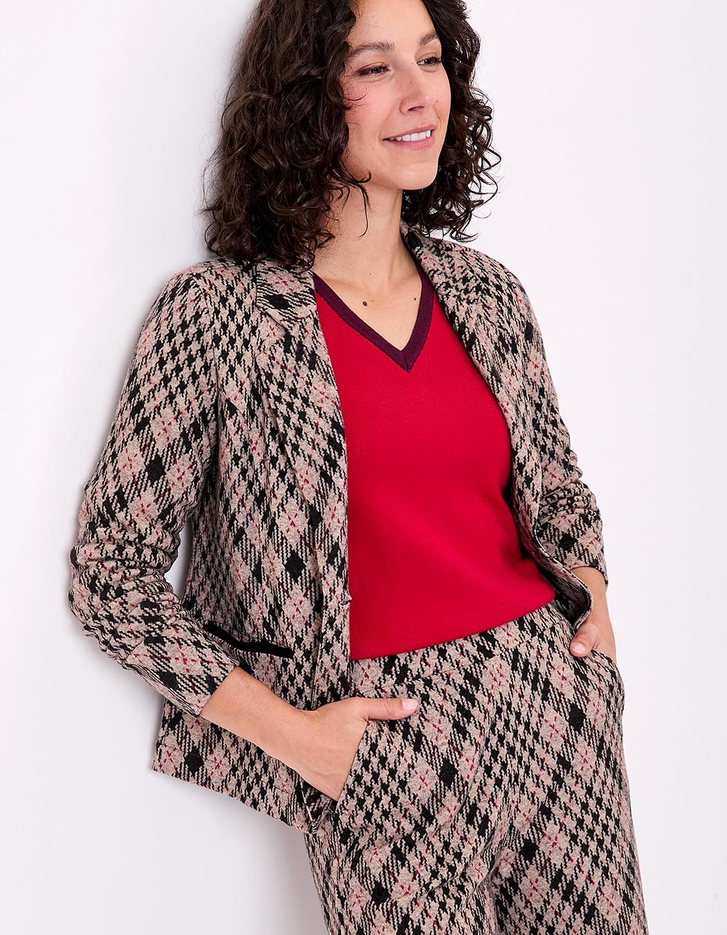 Blazer souple en maille jacquard recyclée imprimé Princesse Nomade
