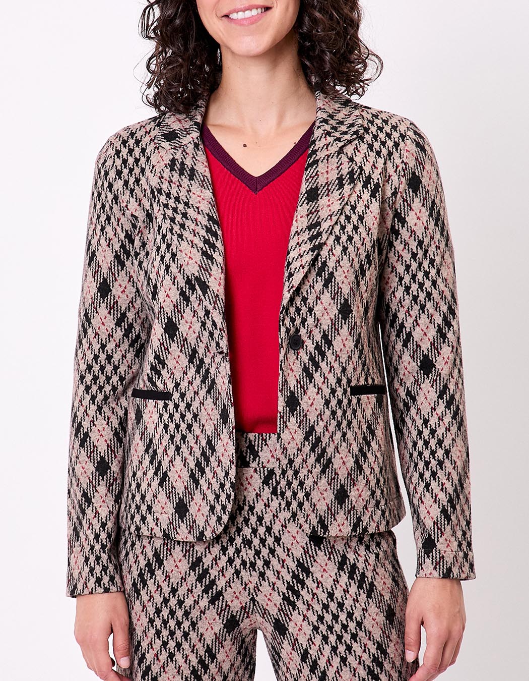 Blazer souple en maille jacquard recyclée imprimé Princesse Nomade