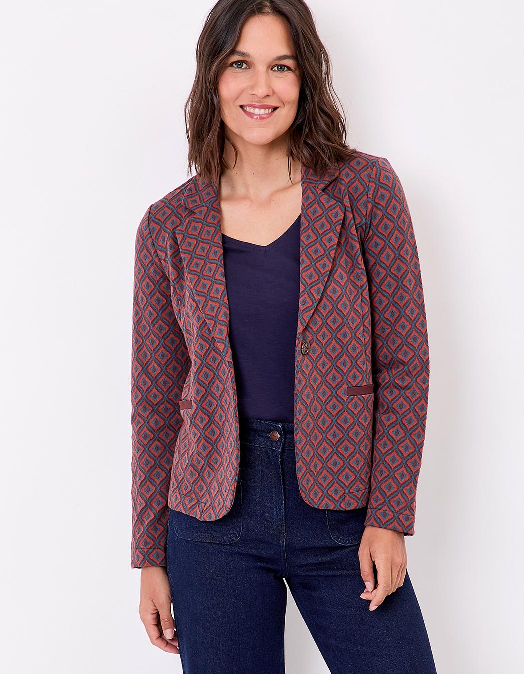 Blazer souple en maille jacquard bio imprimé Princesse Nomade