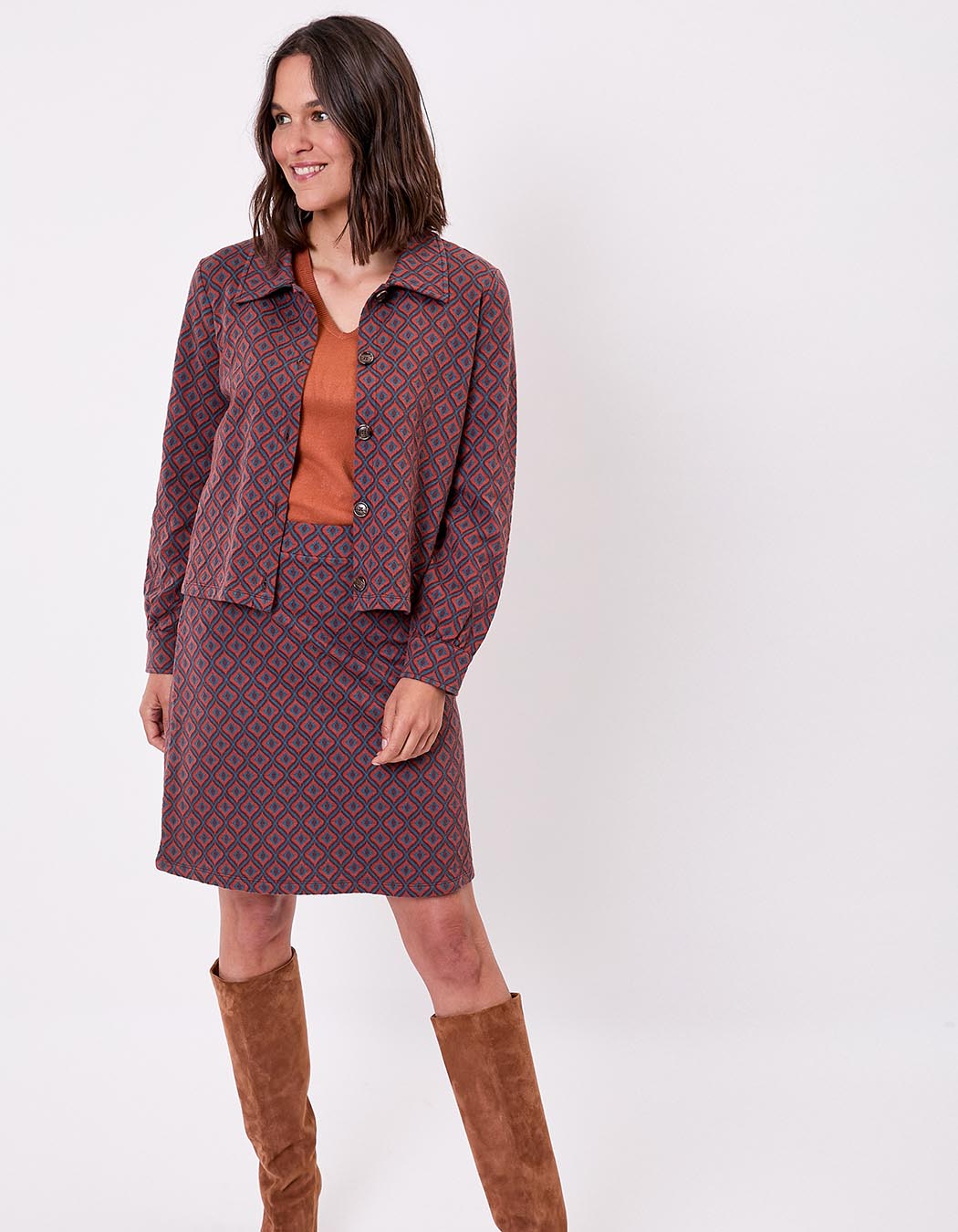 Veste maille jacquard bio imprimé Princesse Nomade